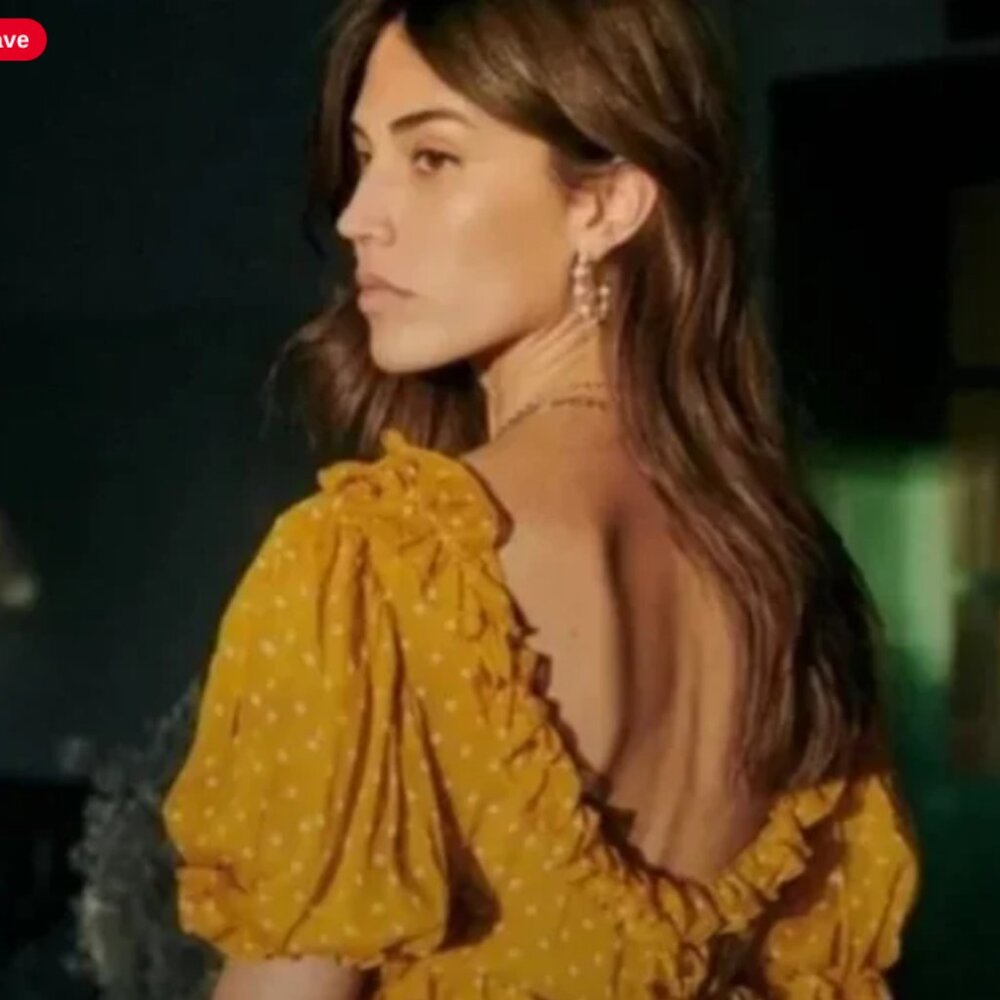 Sezane Wood Top Saffron Polka Dot 34 2 - Picture 5 of 8